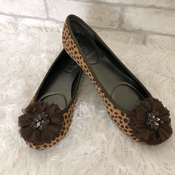 Enzo Angiolini Leather Cheetah Print Flat Shoes - Picture 5 of 5